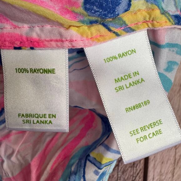 Lilly Pulitzer Top Sain Sunset The Sunny Side Off Shoulder Small Tropical Resort - Picture 6 of 8